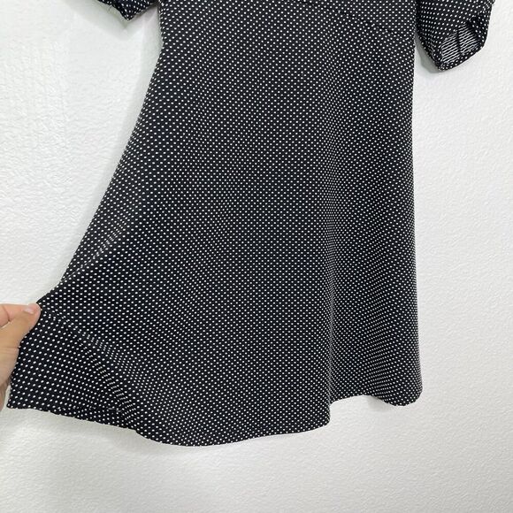 Free People Mini Dress XS Black Micro Dot Puff Sleeve Soft Goth Moody Romantic - Picture 7 of 12